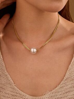 Gold Double Strands Pearl Necklace (8510)